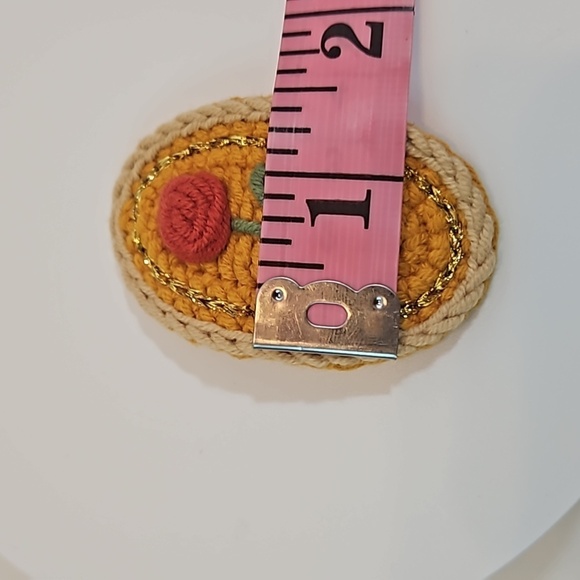 Hand Crafted Hand Knit Crochet  Hair Clip Red Rose embroidered Snap Clip 2.5" - Picture 17 of 17